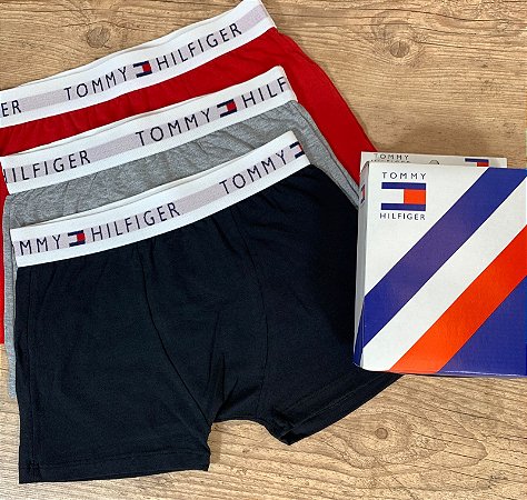 Kit Cueca Boxer TH com 03 Unidades Vermelho Cinza e Preto