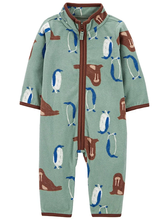 Macacão Bebê Fleece com Zíper Pinguim CARTER'S