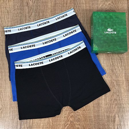 Kit Cueca Boxer LCT com 03 Unidades Preta e Azul