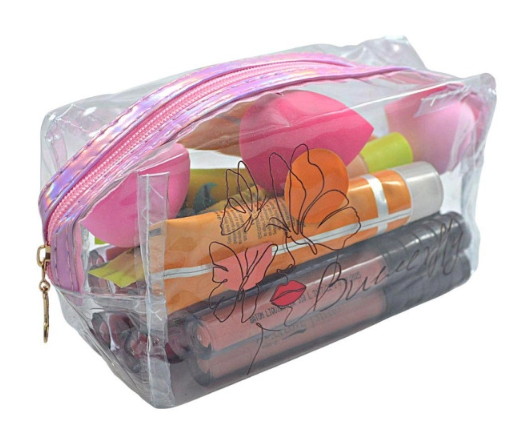 Necessaire Transparente com Fechamento em Ziper LUA E NEVE