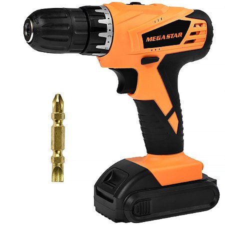 Parafusadeira MEGA STAR FZ853 1.250 rpm Recarregável Bivolt Laranja com Preto