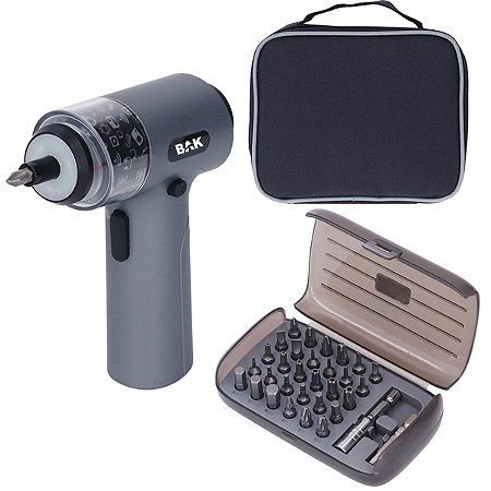 Parafusadeira BAK BK-35 200 rpm Recarregável Bivolt Cinza
