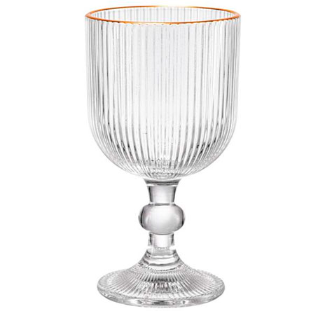 Jogo de Taças de Vidro para Água ETILUX Graffiato com Borda Dourado 370 ml com 06 Peças