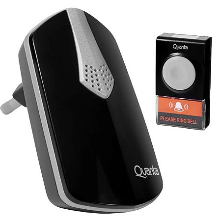 Campainha sem Fio QUANTA QTCWE05i Bivolt Preto com Prata