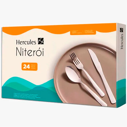 Faqueiro NITERÓI em Inox Hercules com 24 Peças