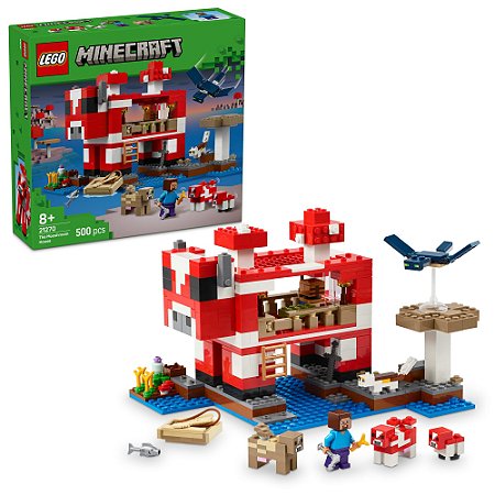 Brinquedo LEGO Minecraft Casa de Cogumelo Jogo Escolar Elementar