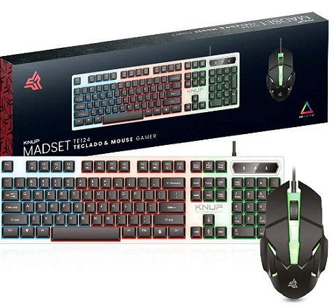 GAMES - Kit Teclado e Mouse KNUP Gamer com Fio Led RGB Retro Iluminação