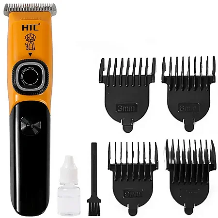 PET - Máquina de Tosa HTC AT-767 5 Watts Recarregável Preto com Laranja