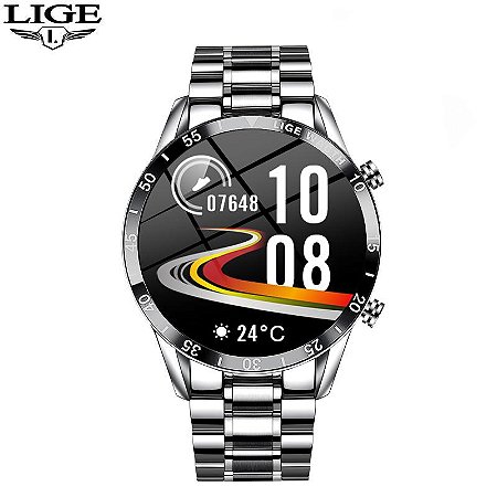 Relógio LIGE 2022 Círculo Completo em Aço Luxo Bluetooth Inteligente à Prova Água Esporte Atividade Fitness + Caixa