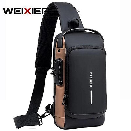 Bolsa Compacta WEIXIER Multifuncional Anti-Roubo com USB de Ombro Crossbody