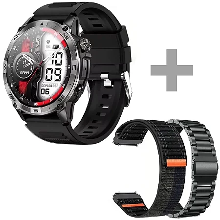Relógio G-TiDE R6 Pro com GPS Bluetooth + 2 Pulseiras Preto