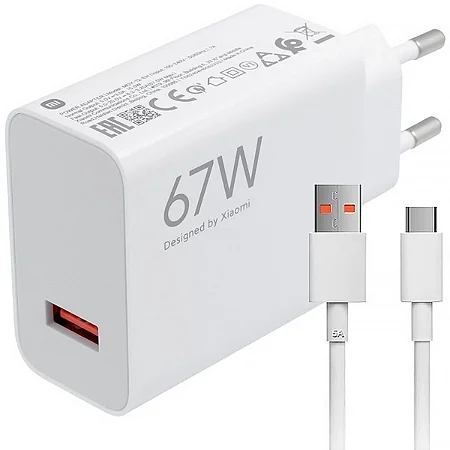 Carregador XIAOMI 67W HyperCharge Combo MDY-12-EH USB de 67 Watts + Cabo USB-C