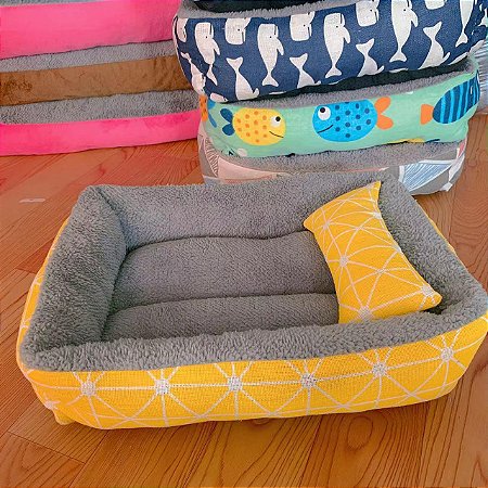 PET - Cama de Linho para Animais de Estimação À Prova de Umidade para Cães e Gatos Amarelo