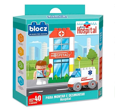 Brinquedo Blocos de Montar BLOCZ City Hospital com 40 Peças