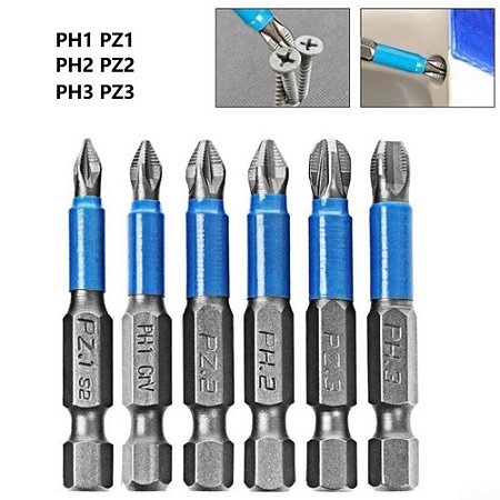 Broca Resistente Chave de fenda Bit Magnética Liga de Aço Azul