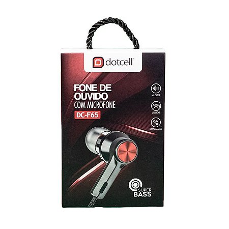 FONE DE OUVIDO DOTCELL DC-F65 VERMELHO