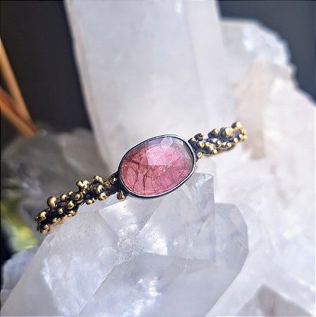 Pulseira jóia bruta turmalina Melancia