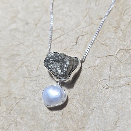 Colar Pirita e Pérola