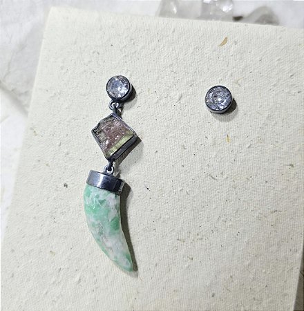 Brinco Dente em Prata 950 com Pedras