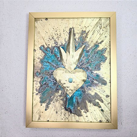 Quadro Arya - Coracão em chama azul