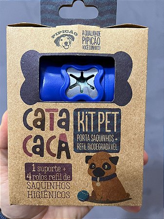 Porta Cata Caca Azul + 4 Rolo Refil