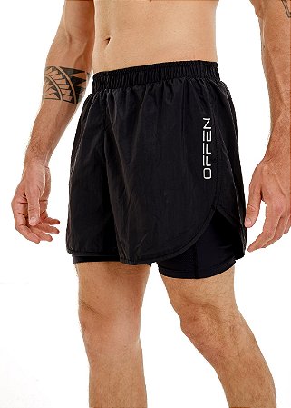 SHORTS OFFEN MASCULINO MOVE DUPLO BLACK
