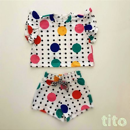 Conjunto Poá colorido