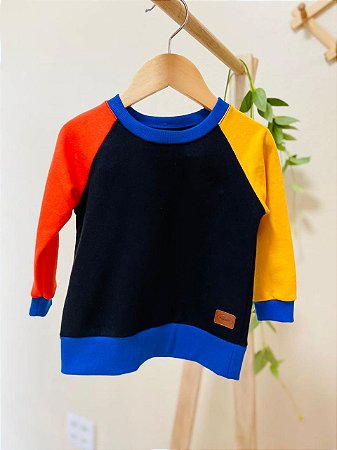 Casaco Preto mangas Coral/Amarela