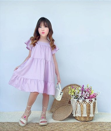 Vestido lilás com manga
