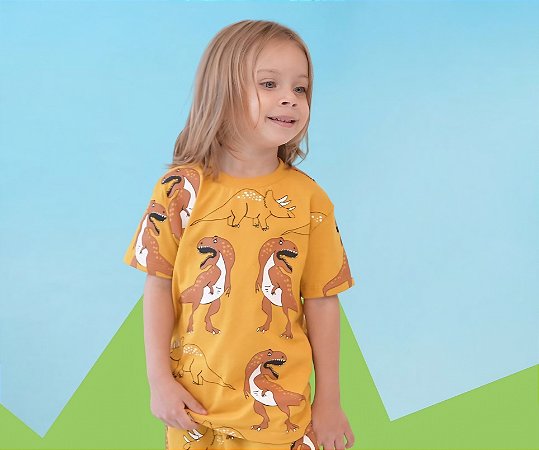 Camiseta Dino mostarda