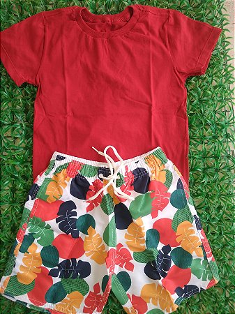 Conjunto floral vermelho