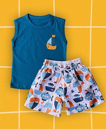 Conjunto azul barcos