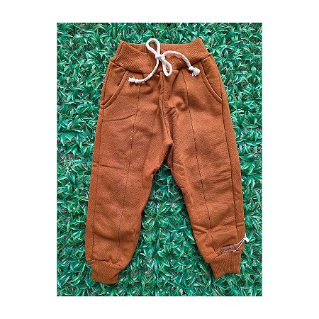 Calça Jogger - moletom na cor Doce de leite