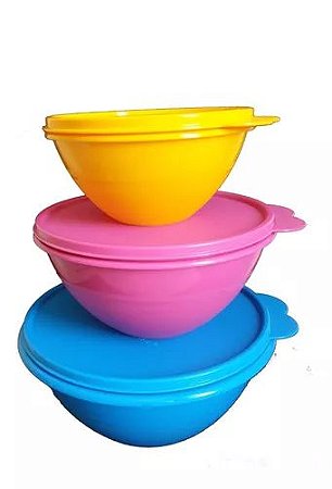 Conjunto Tigelas Maravilhosas Tupperware Colors (500 ml, 1 litro e 1,8 litros)