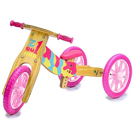 Triciclo 4 em 1 Z1quinha Candy Madeira de Brincar