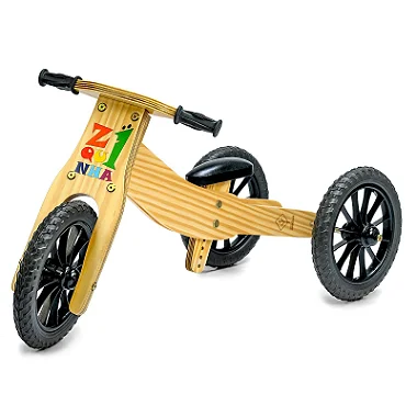 Triciclo 4 em 1 Z1quinha Natu Madeira de Brincar