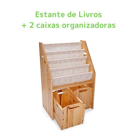 Estante de Livros + 2 Caixas Organizadoras