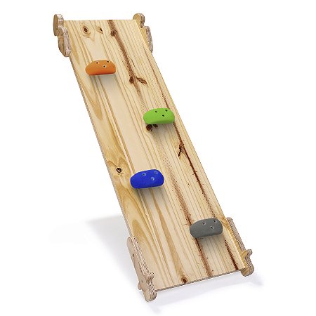 Rampa 2 em 1 - Escorregador e 4 Agarras de Escalada - Madeira de Brincar