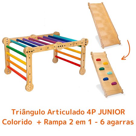 Kit Triângulo Articulado 4P JUNIOR Colorido + Rampa 2 em 1 - 6 agarras