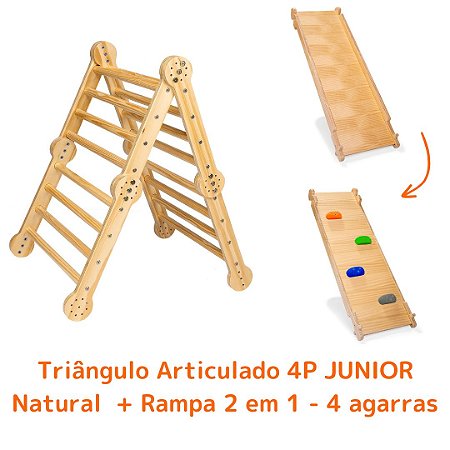 Kit Triângulo Articulado 4P JUNIOR Natural + Rampa 2 em 1 - 4 agarras