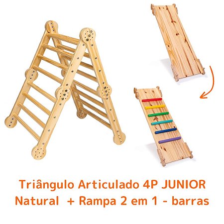 Kit Triângulo Articulado 4P JUNIOR Natural + Rampa 2 em 1 - barras