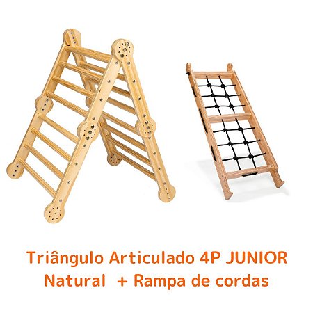 Kit Triângulo Articulado 4P JUNIOR Natural + Rampa de Escalada com Corda
