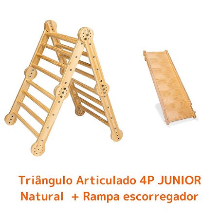 Kit Triângulo Articulado 4P JUNIOR Natural + Rampa Escorregador