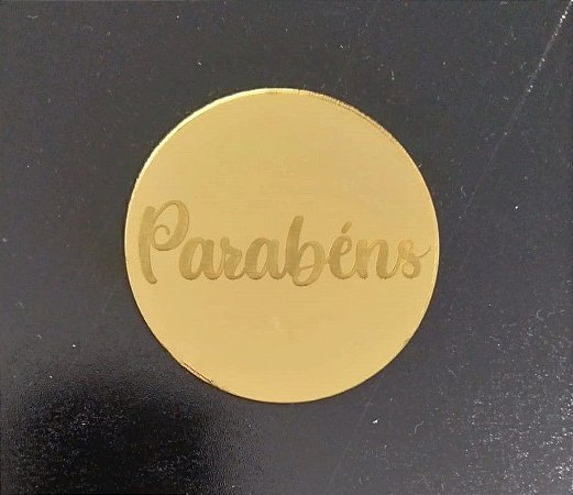APLIQUE PARABÉNS ACRÍLICO ESPELHADO