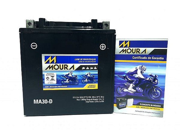 Bateria Moto Moura Selada 30Ah Ma30-d HARLEY DAVIDSON ROAD KING CLASSIC ULTRA LIMITED STREET GLIDE SPECIAL