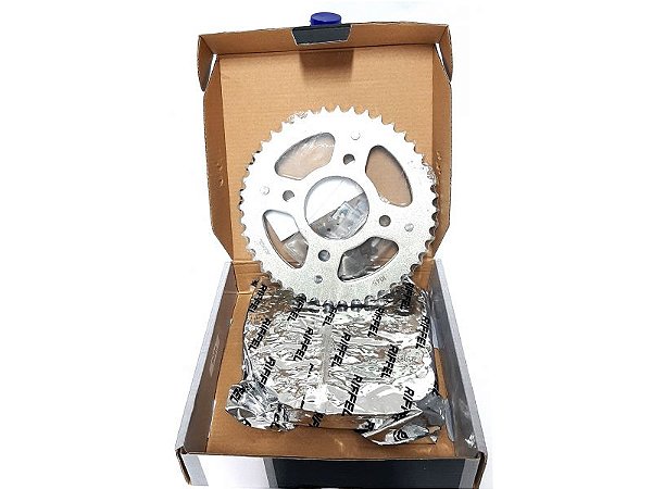 KIT RELAÇÃO TRANSMISSÃO CG 160 FAN START TITAN CARGO COM RETENTOR NOVO RIFFEL