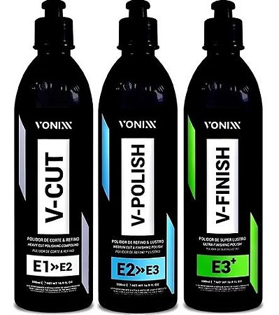 Sistema Vhp Polidor V-cut + V-polish + V-finish Vonixx 500ml