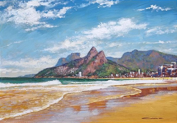 Pintura em guache Praia do Arpoador