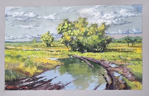 Sketch em guache Estrada depois das chuvas