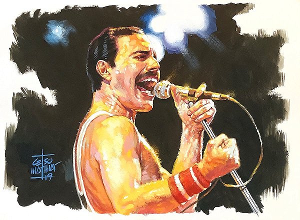 Pintura em gouache Freddie Mercury